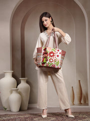 Thread Bloom Cotton Floral Embroidered Tote Bag