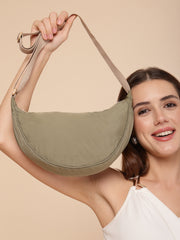 Drift Olive Green Polyester Solid Crossbody Bag