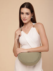 Drift Olive Green Polyester Solid Crossbody Bag