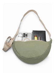 Drift Olive Green Polyester Solid Crossbody Bag