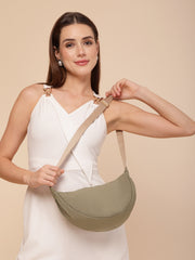 Drift Olive Green Polyester Solid Crossbody Bag