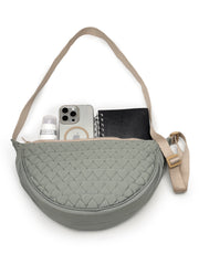 Drift Sage Green Polyester Chevron Quilted Crossbody Bag