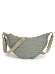 Drift Sage Green Polyester Chevron Quilted Crossbody Bag