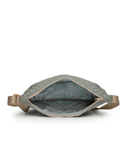 Drift Sage Green Polyester Chevron Quilted Crossbody Bag