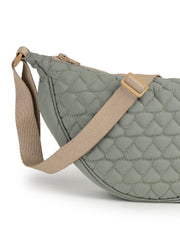 Drift Sage Green Polyester Chevron Quilted Crossbody Bag