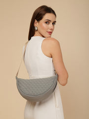 Drift Sage Green Polyester Chevron Quilted Crossbody Bag