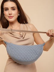 Drift Dusty Blue Polyester Chevron Quilted Crossbody Bag