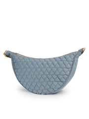 Drift Dusty Blue Polyester Chevron Quilted Crossbody Bag