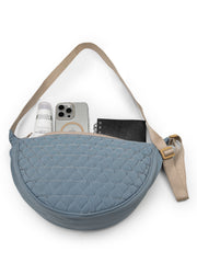 Drift Dusty Blue Polyester Chevron Quilted Crossbody Bag