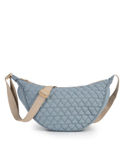 Drift Dusty Blue Polyester Chevron Quilted Crossbody Bag