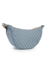 Drift Dusty Blue Polyester Chevron Quilted Crossbody Bag
