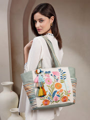 Thread Bloom Cotton Floral Embroidered Tote Bag