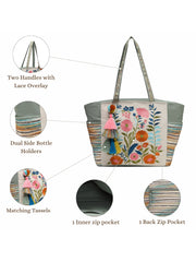 Thread Bloom Cotton Floral Embroidered Tote Bag