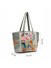 Thread Bloom Cotton Floral Embroidered Tote Bag