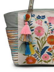 Thread Bloom Cotton Floral Embroidered Tote Bag