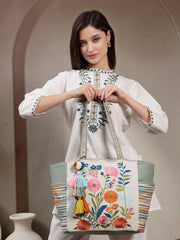 Thread Bloom Cotton Floral Embroidered Tote Bag