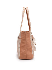 Anekaant Earth Edit Beige Jacquard Geometric Tote Bag