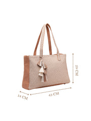 Anekaant Earth Edit Beige Jacquard Geometric Tote Bag