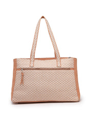 Anekaant Earth Edit Beige Jacquard Geometric Tote Bag