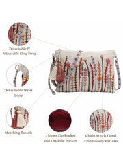 Thread Bloom Cotton Floral Embroidered Sling Bag