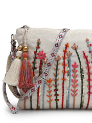 Thread Bloom Cotton Floral Embroidered Sling Bag