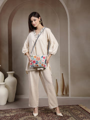 Thread Bloom Canvas Floral Embroidered Sling Bag