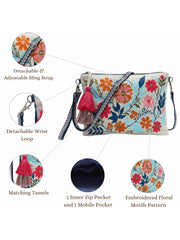 Thread Bloom Canvas Floral Embroidered Sling Bag