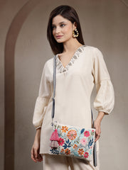 Thread Bloom Canvas Floral Embroidered Sling Bag