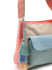 Hue Cotton Canvas Colourblocked Sling Bag