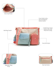 Hue Cotton Canvas Colourblocked Sling Bag