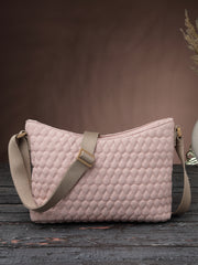 Drift Pastel Pink Polyester Quilted Sling Bag