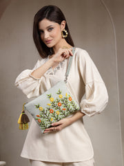 Thread Bloom Cotton Floral Embroidered Sling Bag