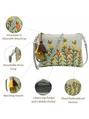 Thread Bloom Cotton Floral Embroidered Sling Bag