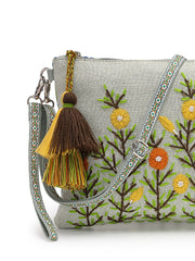 Thread Bloom Cotton Floral Embroidered Sling Bag