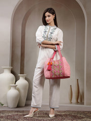 Folklore Edit Cotton Diamond Beaded Hobo Bag