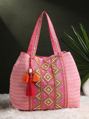 Folklore Edit Cotton Diamond Beaded Hobo Bag