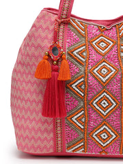 Folklore Edit Cotton Diamond Beaded Hobo Bag