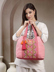 Folklore Edit Cotton Diamond Beaded Hobo Bag