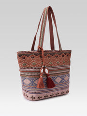 Earth Edit Rust Ethnic Jacquard Tote Bag