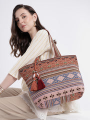 Earth Edit Rust Ethnic Jacquard Tote Bag