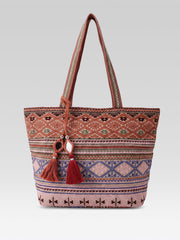 Earth Edit Rust Ethnic Jacquard Tote Bag