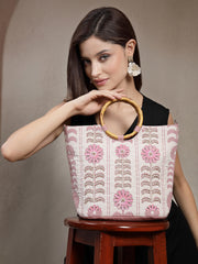 Petal Posh Cotton Floral Embellished Handheld Bag