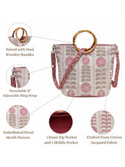 Petal Posh Cotton Floral Embellished Handheld Bag
