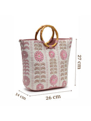 Petal Posh Cotton Floral Embellished Handheld Bag