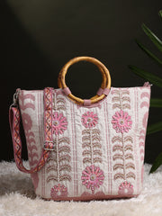 Petal Posh Cotton Floral Embellished Handheld Bag