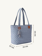 Uno Powder Blue Diamond Quilted Tote Bag