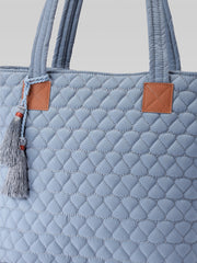 Uno Powder Blue Diamond Quilted Tote Bag