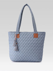 Uno Powder Blue Diamond Quilted Tote Bag