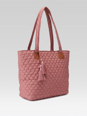 Uno Dusty Pink Diamond Quilted Tote Bag