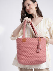 Uno Dusty Pink Diamond Quilted Tote Bag
